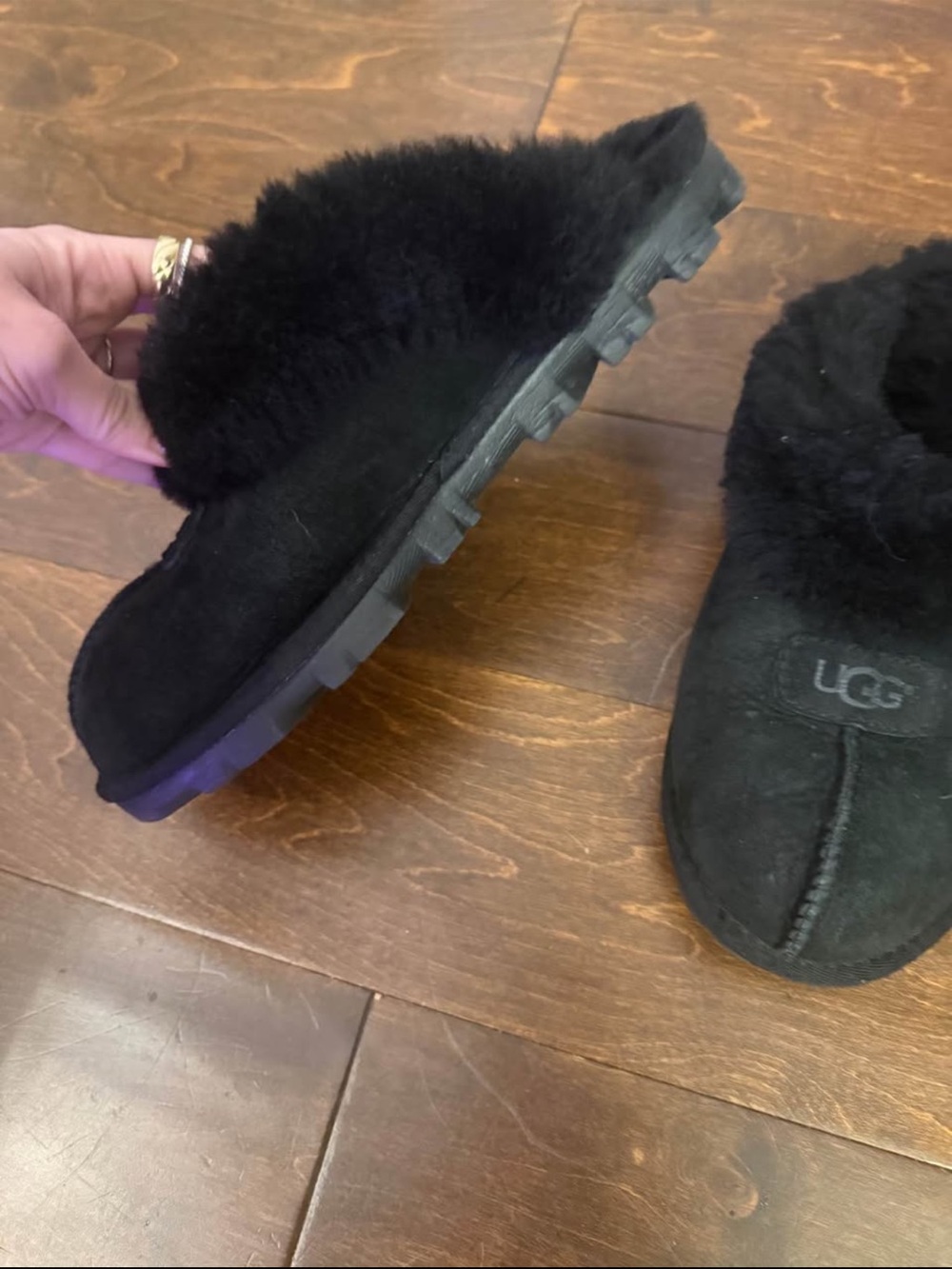 UGG Black Shearling Slip-On Clog